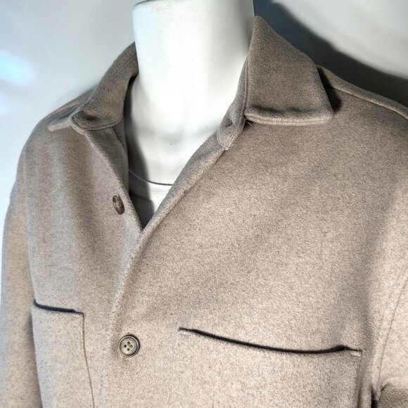 H&M SZ M Light Mocha Relaxed Fit Utility Jacket / Shacket Preppy Ranch Wardrobe - Picture 4 of 11